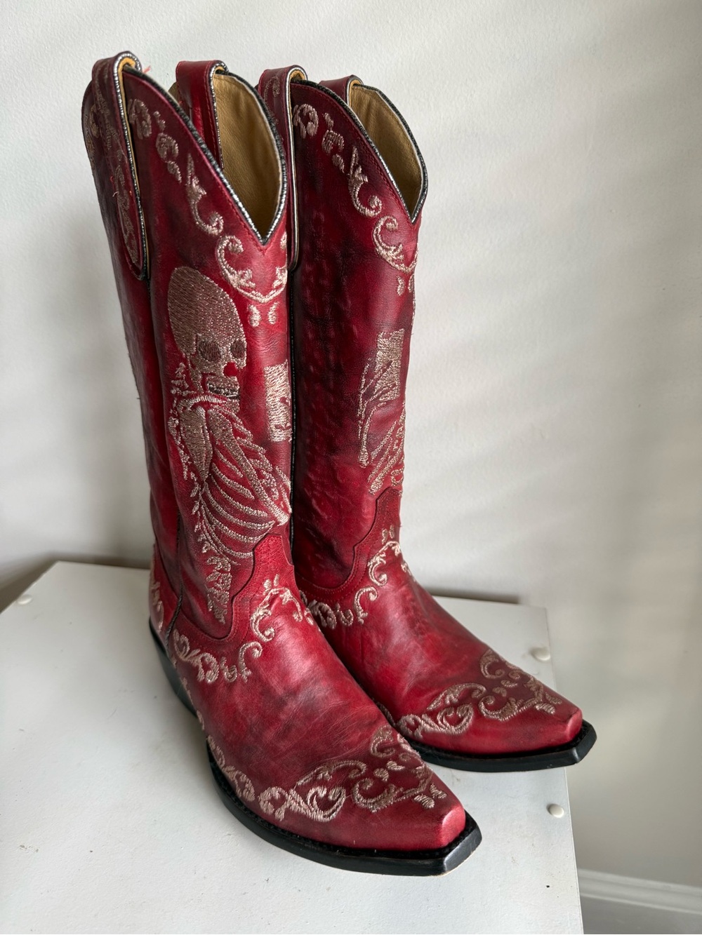 Old Gringo Selfie Embroidered Western Boots in Red